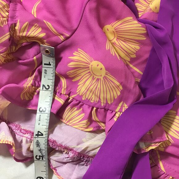 SMILEY unique vintage L 10-12 purple yellow daisy sleep pajama shorts NWT B88 - Picture 5 of 6